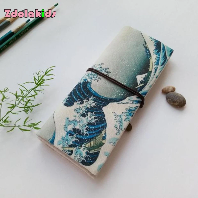 Холщовый пенал с цветочным рисунком занавеска школьный чехол для канцелярских