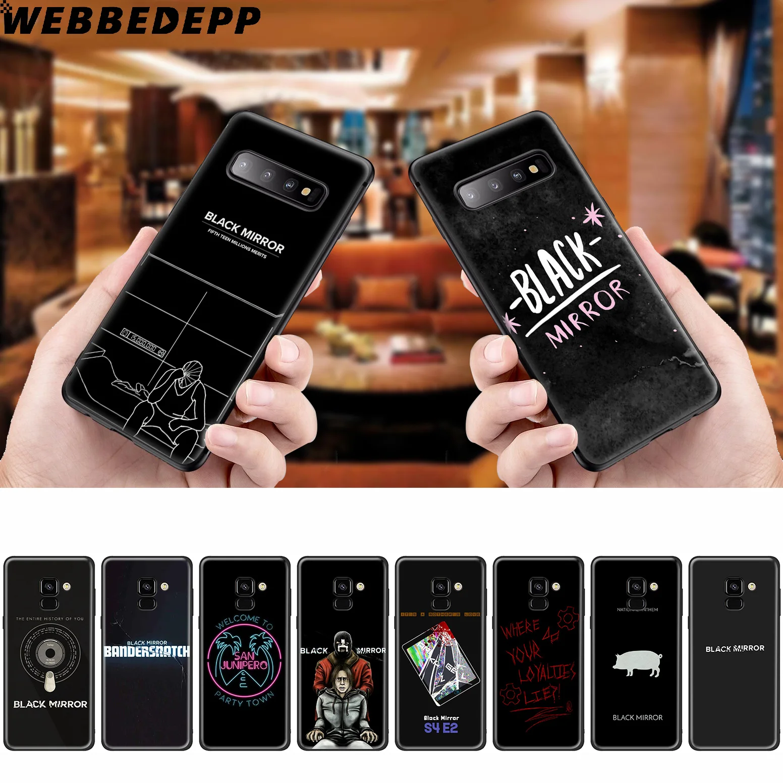 WEBBEDEPP черный зеркальный ТВ-шоу силиконовый чехол для Samsung Galaxy A3 A5 A6 A7 A8 A9 A10 A20 A30 A40 A50