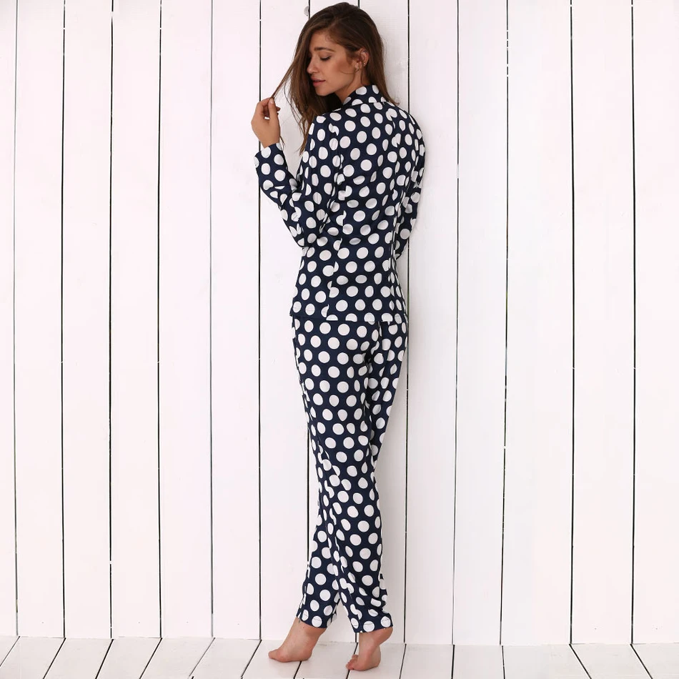 Осенне весенний женский пижамный комплект пижама с длинным рукавом одежда для