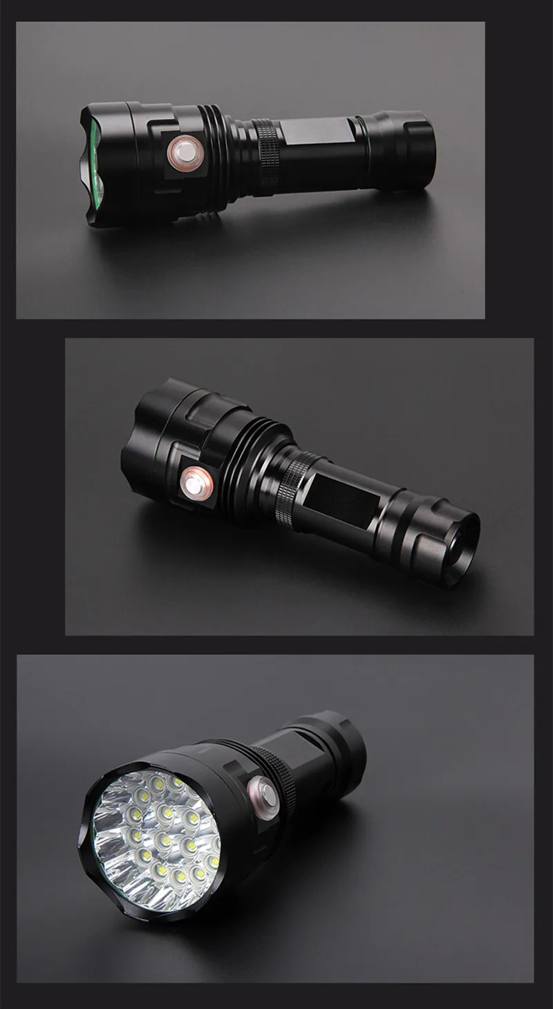 26650 18T6 светодиодный светильник-вспышка Torch18* XM-L T6 светодиодный светильник-вспышка, светильник для охотничьего лагеря, перезаряжаемый аккумулятор 18650/26650