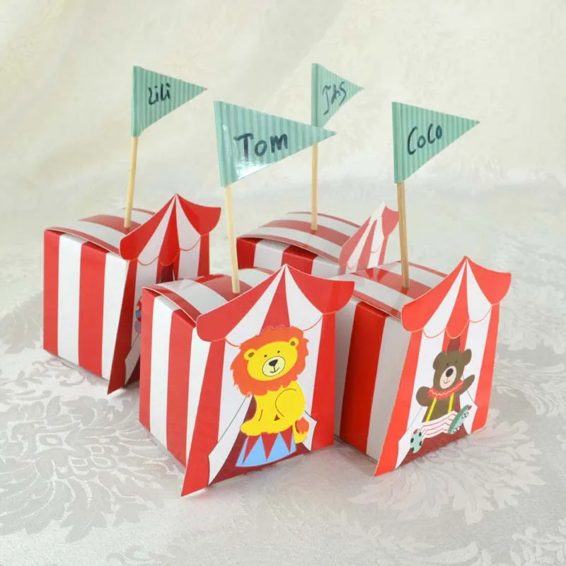 

10PCS Cute DIY Cartoon Circus Theme Party Dragee Candy Box Kids Birthday Party Wedding Decoration Chocolate Gift Box Supplies
