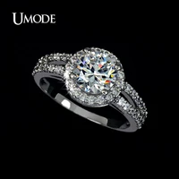 umode wedding rings white gold color jewelry for women 2 carat aaa cubic zirconia 2 bands vintage halo engagement rings ur0021