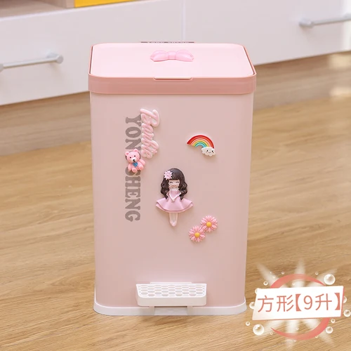 7L/9L мультяшная Милая мусорная корзина hello kitty с педалью для дома гостиной спальни кухонная корзина для мусора с крышкой пластиковое ведро розового цвета - Цвет: B