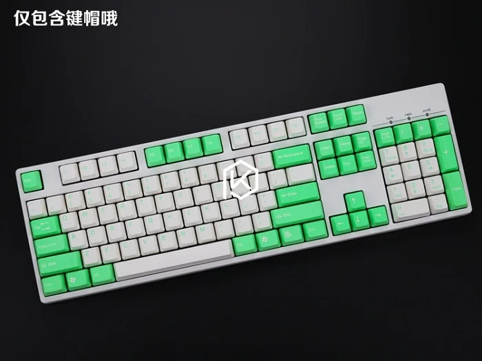 keycaps white green Taihao abs двойные брелки для diy игровой механической клавиатуры цвета океана темно-синий белый желтый красный оранжевый фиолетовый розовый - Цвет: keycaps white green