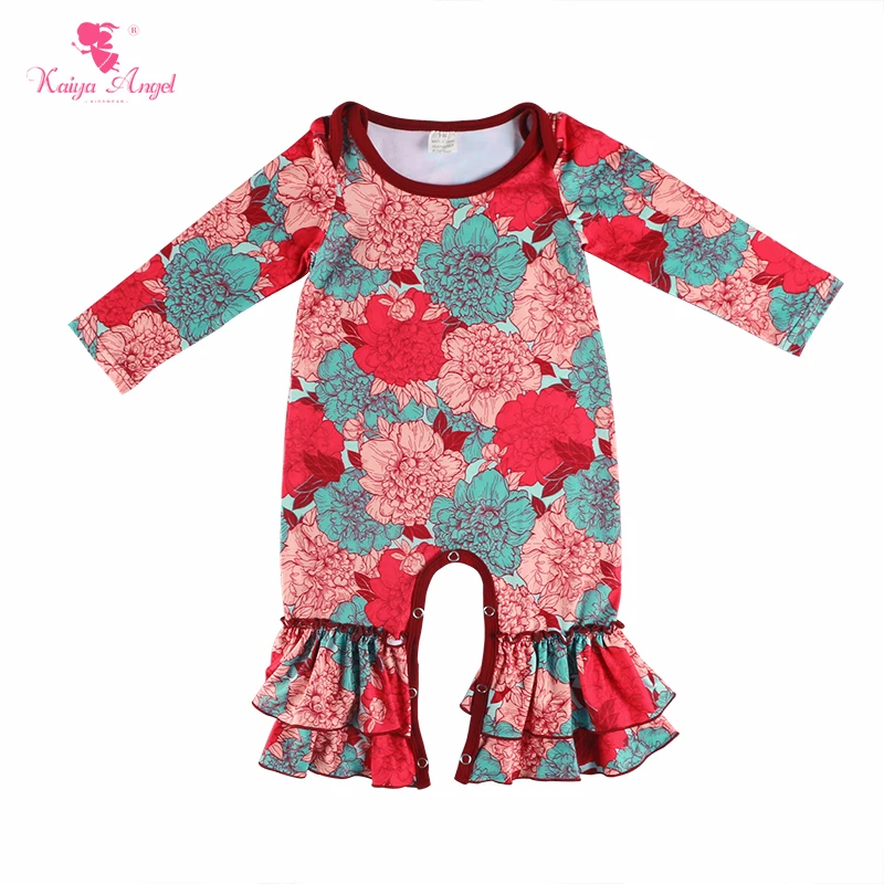 

Kaiya Angel Baby Girls Autumn Romper Floral Newborn Ruffle Clothes Toddler Winter Jumpsuit Factory Wholesale
