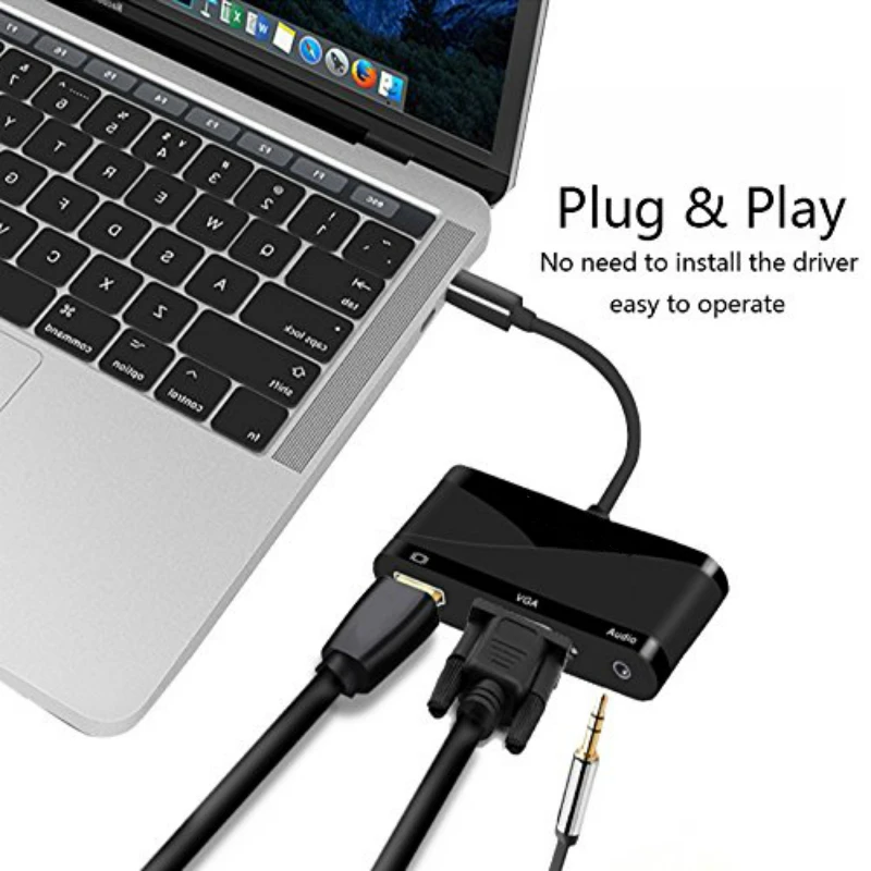USB C к HDMI VGA аудио адаптер 3 1 Тип 4K 1080P 55 мм конвертер двойной экран для Apple MacBook Pro |