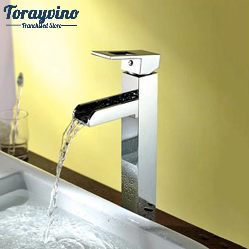 

Кран-водопад Torayvino для ванной комнаты, кран для раковины, хромированный, латунный