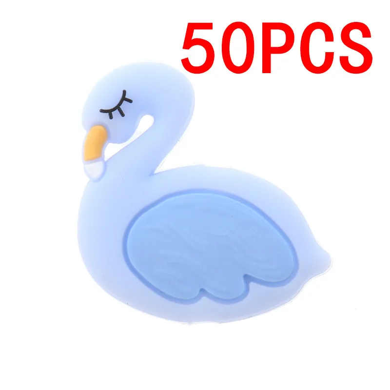 Flamingo Blue 50 шт Единорог жемчужные бусы силиконовые бусины-прорезыватели игрушки ребенок Diy животного грызунов комплект Еда Класс силиконовый Прорезыватель для зубов шарик-грызунок силиконовые бусины - Цвет: Flamingo Blue