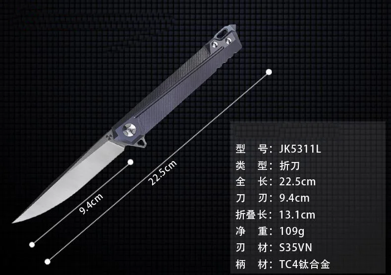 LEMIFSHE Flipper folding knife S35VN blade titanium alloy handle camping outdoor hunting fruit knife EDC tool - Цвет: Синий