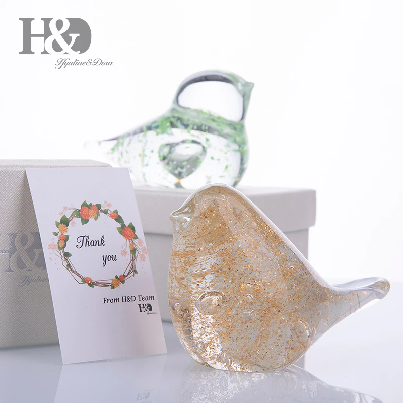 H&D 9 Styles Glass Blown Paperweight Bird Craft Unique Handmade Fancy Collectibles Gifts for Wedding Office Decor
