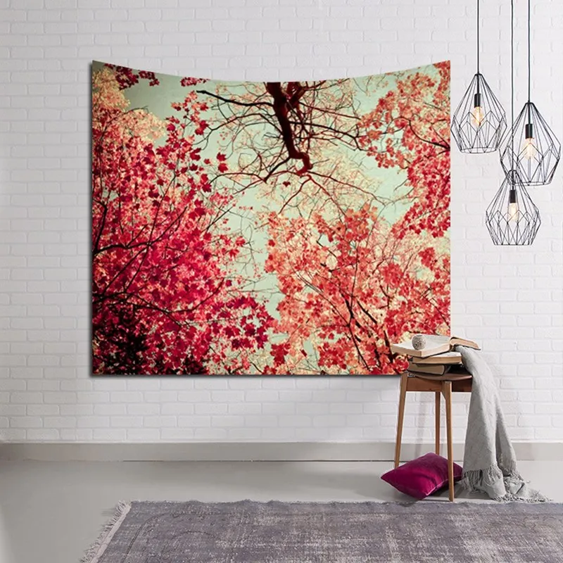 TOX Bohemian Tapestry landscape Printed Red Green Blue Brown Wood Forest Decorative Square Wall Hanging Throw Bedspread | Дом и сад