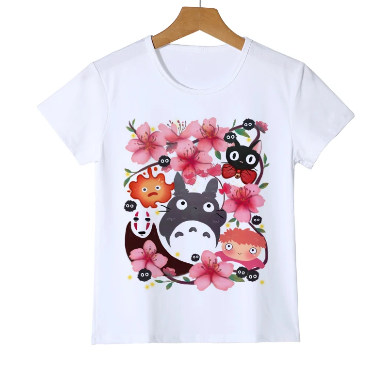Летняя детская футболка в стиле Харадзюку С Рисунком Тоторо милые топы для