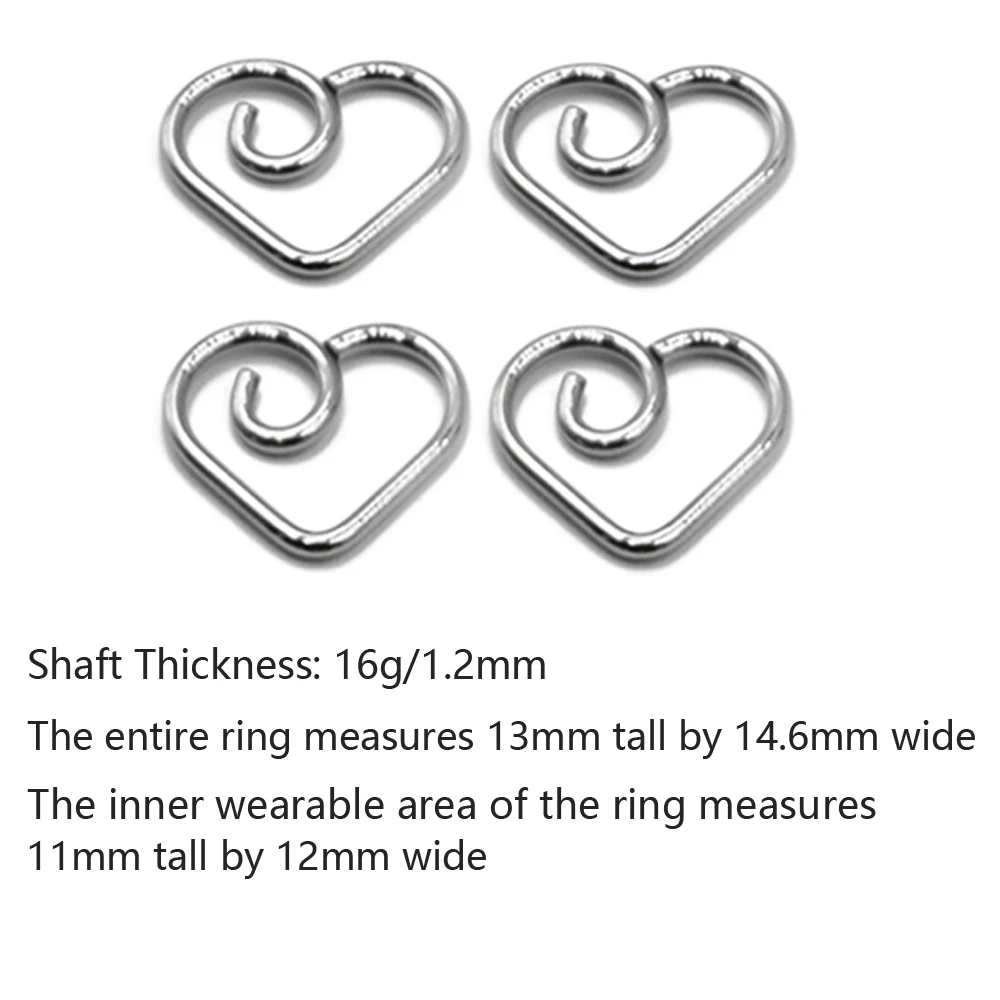Showlove-4pcs/лот хирургические Сталь Daith в форме сердца в форме звезды ухо траг Хрящ уха серьги-улитки нос нательное пирсинг-кольцо ювелирные изделия 16g