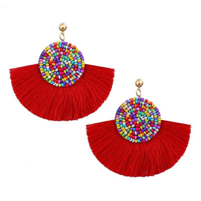 2020 длинной кисточкой серьги для женщин большой моды бисер массивные