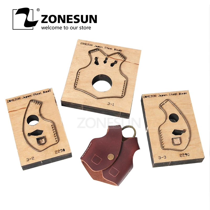 ZONESUN Y006 заказное кожаное Режущее Кольцо в форме ключа fob держатель удар ПВХ/EVA лист