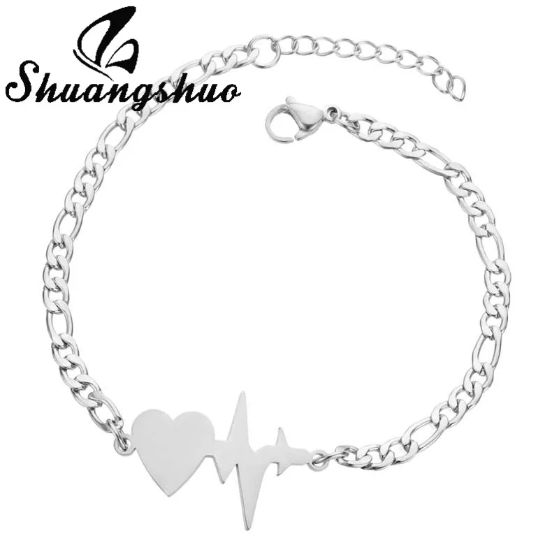 Bracelet SL153S Shuangshuo Шарм браслет с бабочкой для женщин животных нержавеющая сталь звено цепи девушки браслет ювелирные изделия pulseras mujer - Окраска металла: Bracelet SL153S