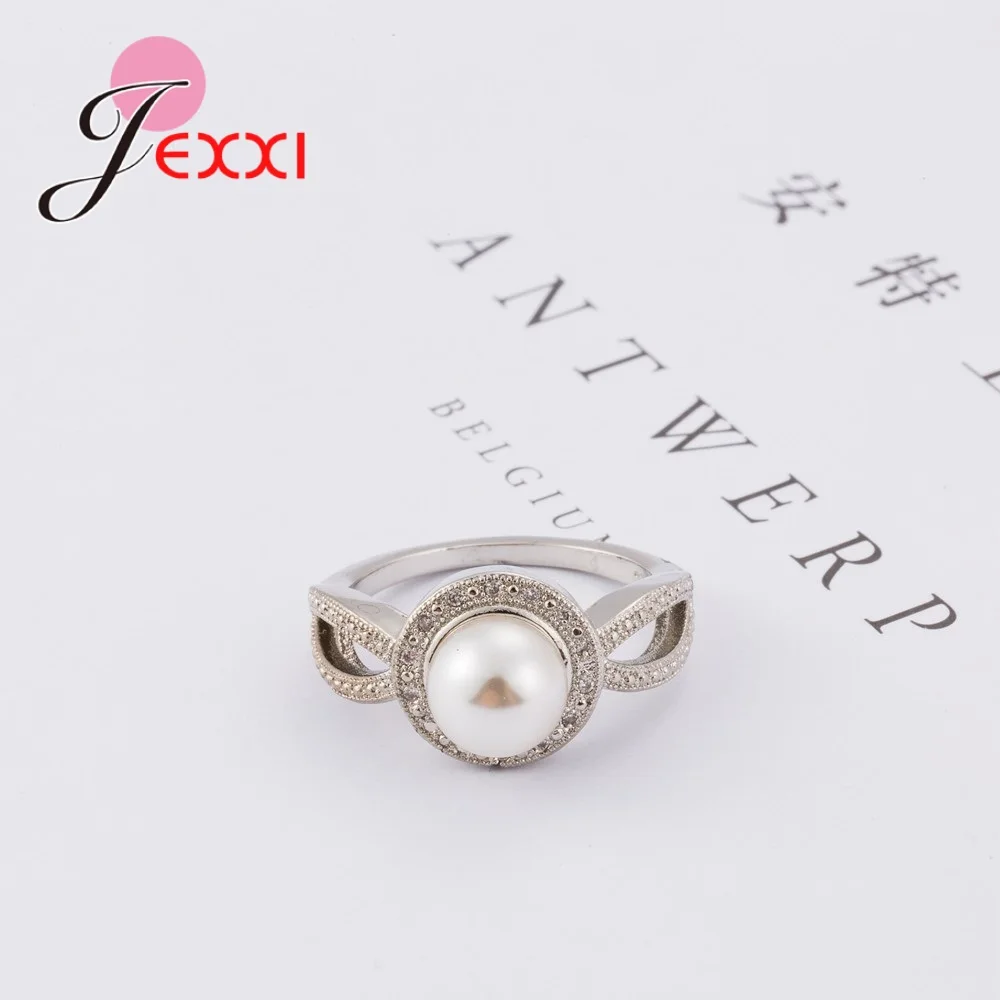 Женское кольцо из серебра 925 пробы с крупным круглым жемчугом | Украшения и