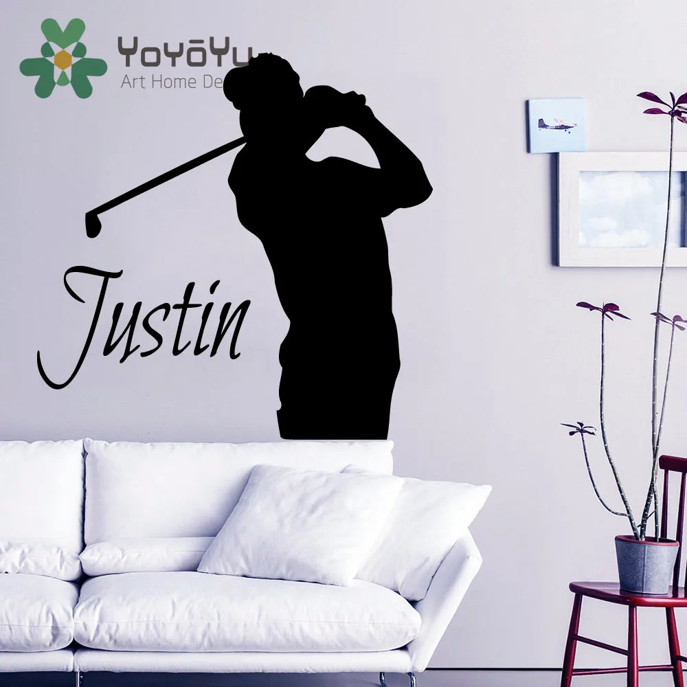 Гольф-Наклейка на стену для мальчиков персонализированные наклейки Golfer