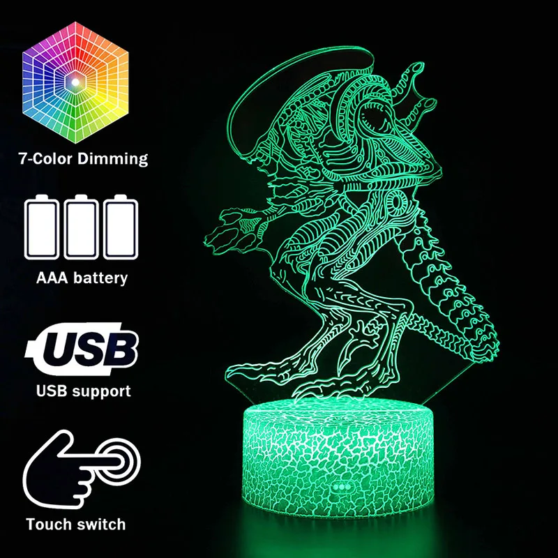 Prometheus Тема фильма 3D светильник светодиодный настольная лампа Иллюзия ночной