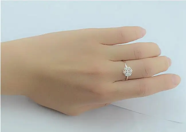 Женское Открытое кольцо в виде снежинки простого дизайна из стерлингового