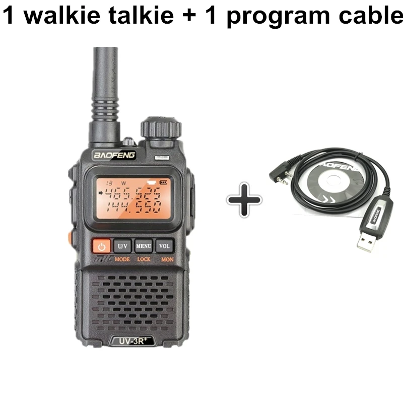 Add a program cable Baofeng UV-3R+ Высокое качество Мини Портативная рация Карманный УКВ УВЧ двухсторонний радиосканер КВ трансивер радиостанция - Цвет: Add a program cable