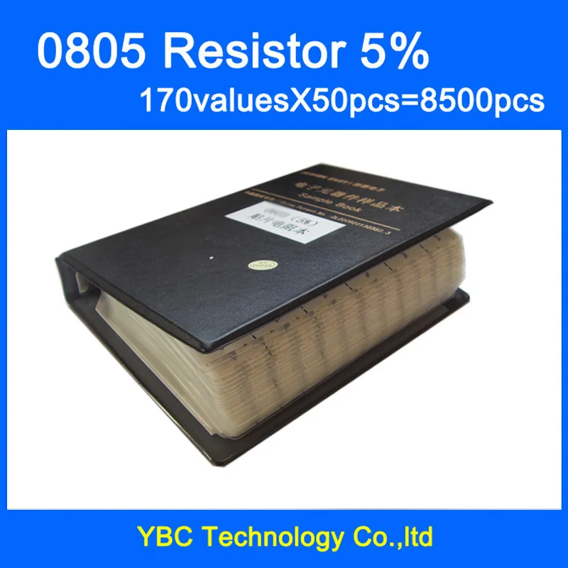 0805 SMD флэш книга 5% Допуск 170valuesx50 шт = комплект резисторов 8500 0R ~ 10 м|resistor kit|resistor