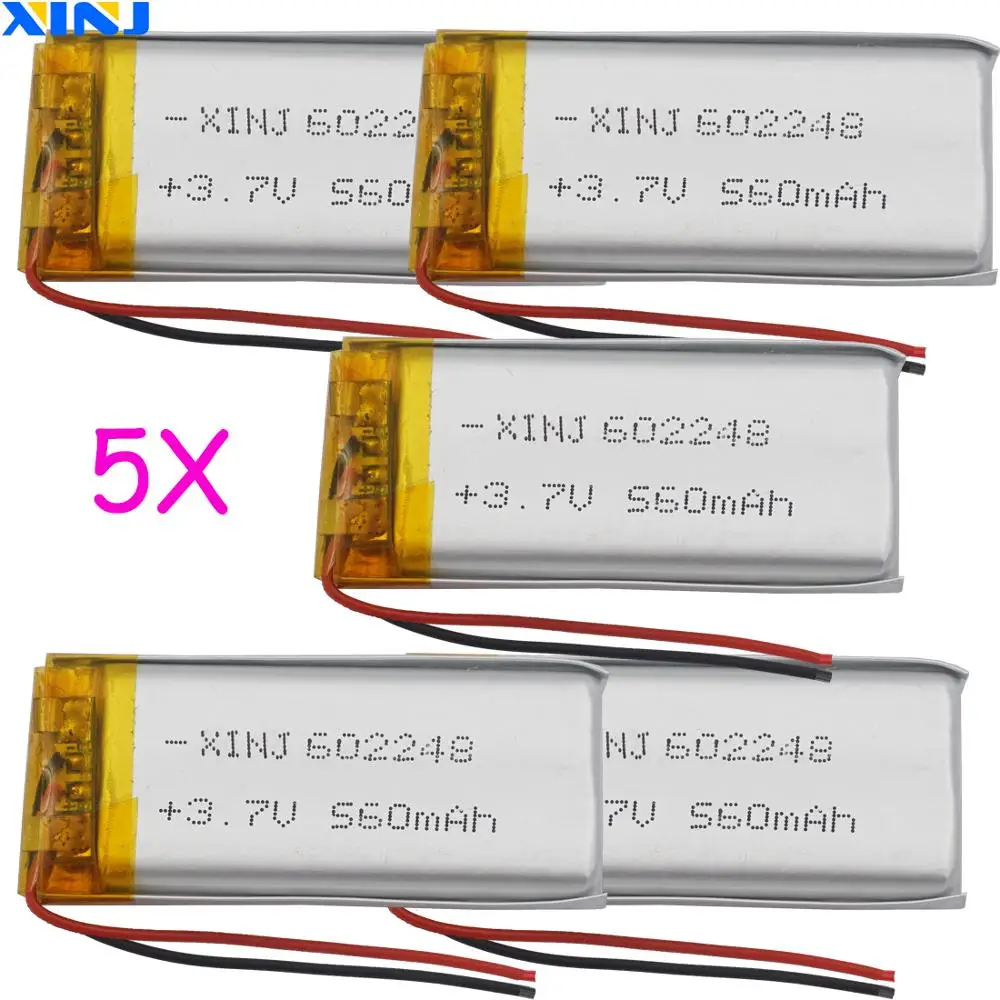 XINJ 5 шт. 3 7 в 600 мАч литий полимерный аккумулятор 602248 для GPS Sat Nav MP4 музыкальный плеер