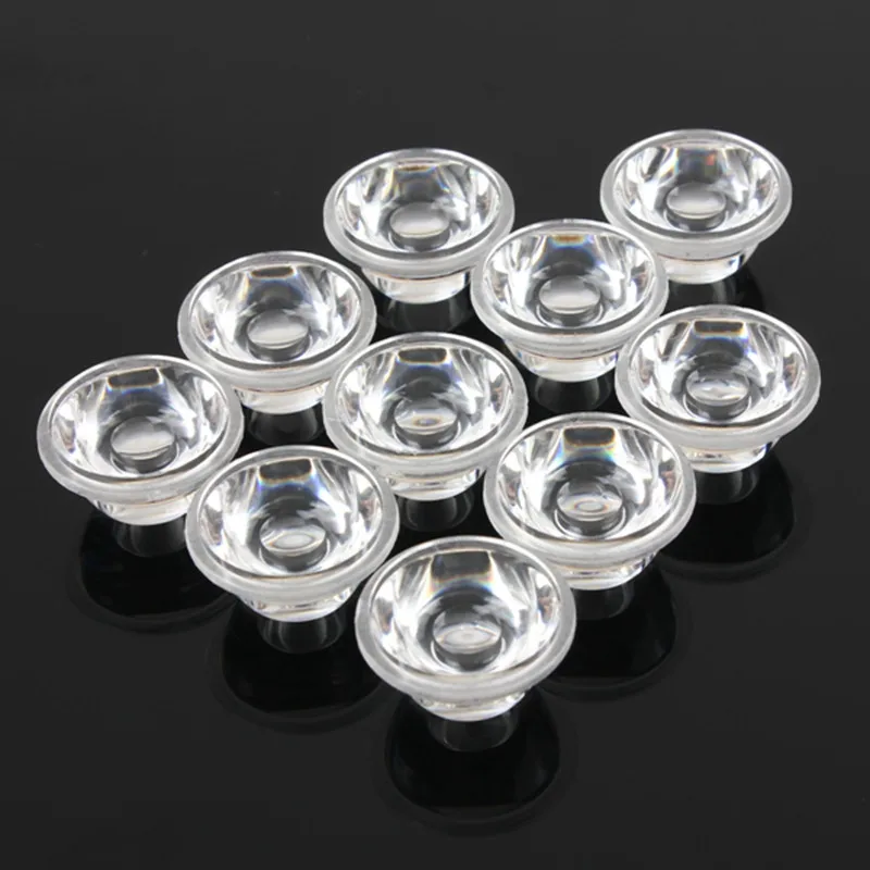 10 шт./компл. 20mm 10 pcs/30/60/90/120 градусов оптический светодиодные стеклянные линзы рефлекторный Коллиматор для 1 Вт 3W 5 Вт Светодиодный светильник лампа E27 MR16 GU10