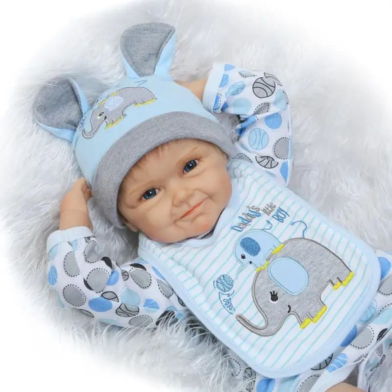 

Reborn Doll Baby Boy Alive Silicone Doll Cloth Body with Magnetic Pacifier Feeding Bottle Gifts For Children