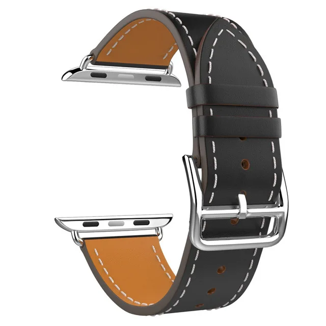 Классический наручный ремешок для часов Apple Watch серии 3 2 1, ремешок с квадратной металлической пряжкой, кожаные ремешки для часов i watch 38 мм 42 мм - Цвет: Black