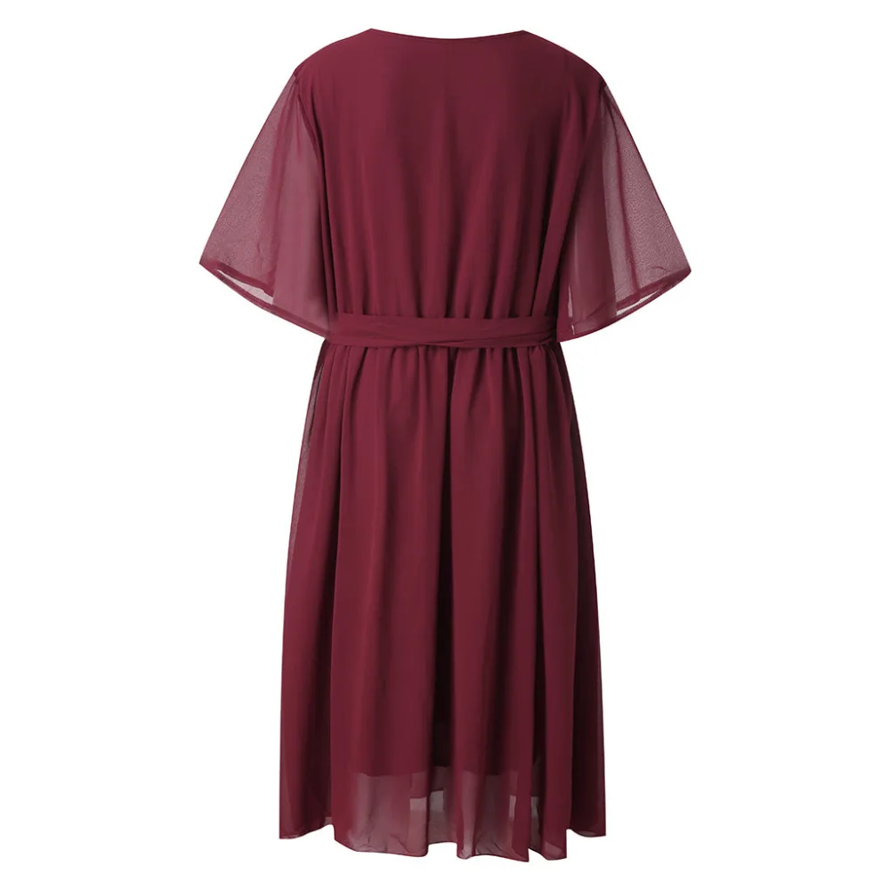 Летнее шифоновое платье размера плюс женские платья свободного покроя с o