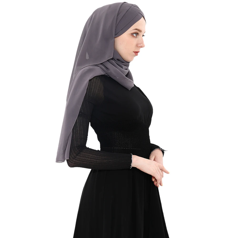 2019 женский мусульманский шифоновый шарф instand hijab готов носить хиджабы под шапка