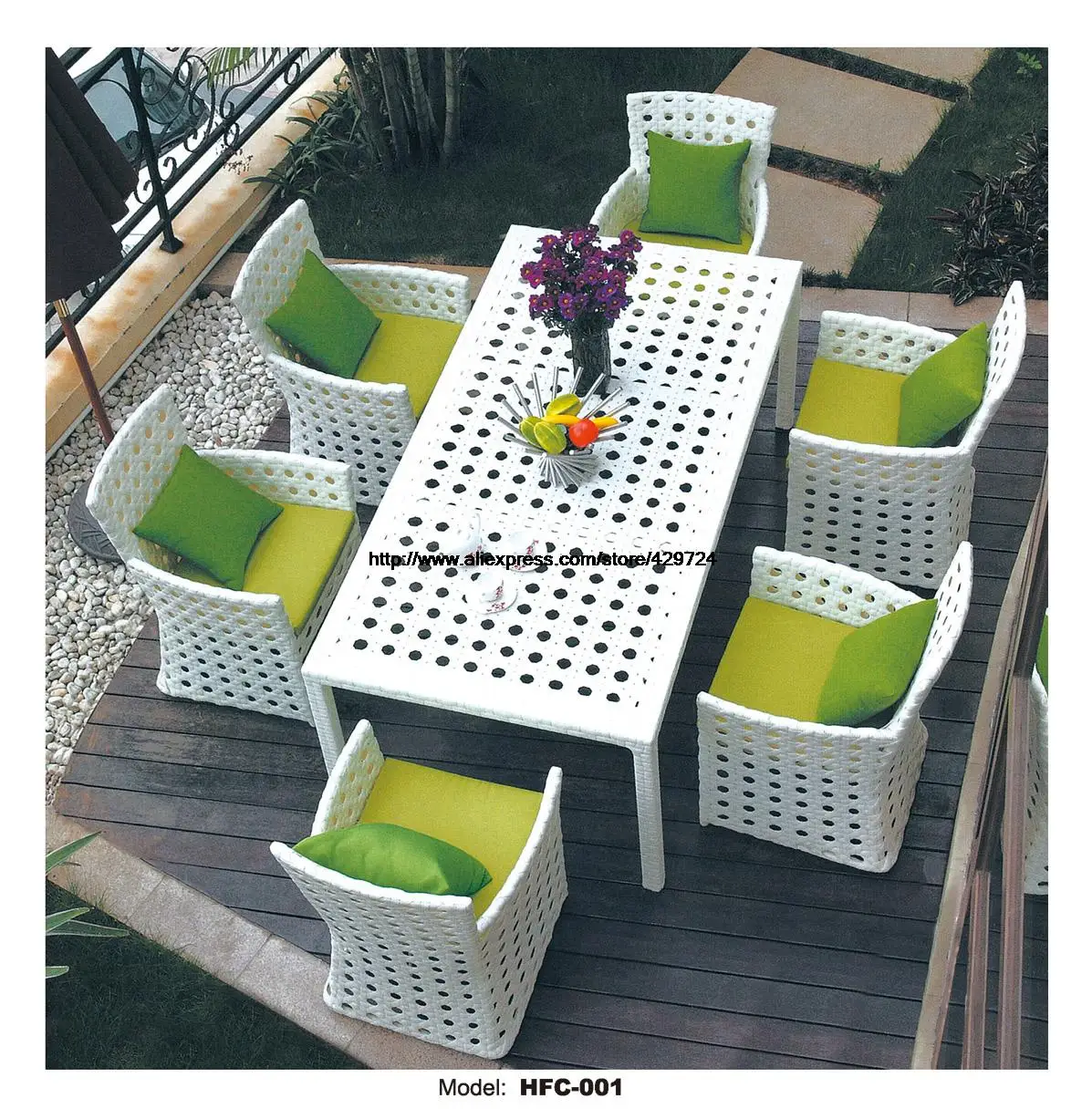 Современный белый стул и стол из ротанга набор 6 шт мебель люкс открытый Ротанг