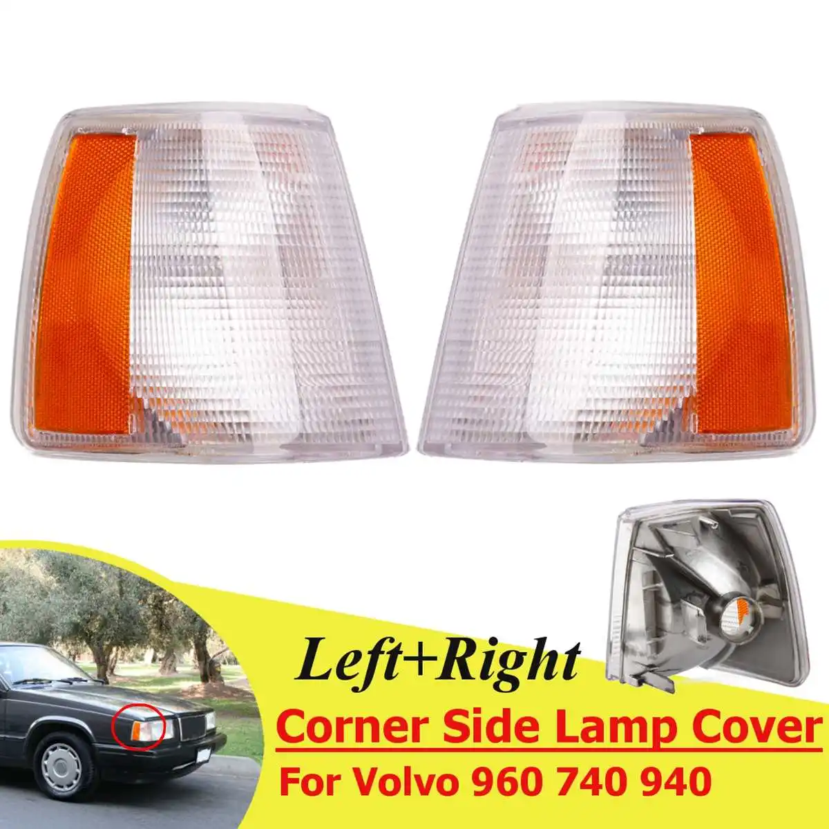 1 Pair Для 1990-1995 для Volvo 940 960 7401 пара поворотник угловой светильник левый и правый автомобильный Стайлинг Замена 13696091 VO2520105 - Испускаемый цвет: 1 Pair