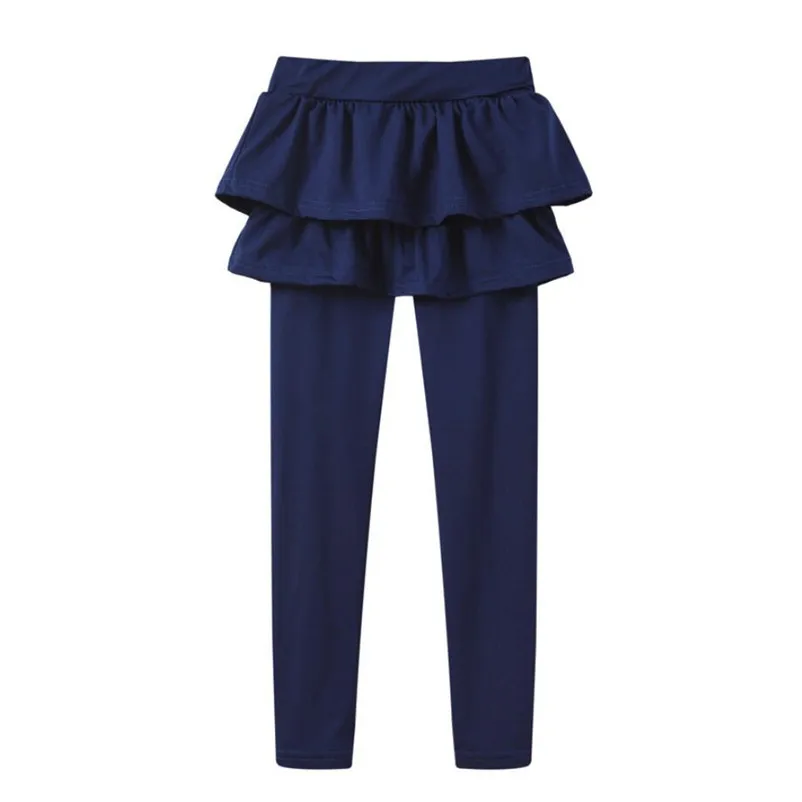 navy blue 2 в 1, детские леггинсы для девочек смесь хлопка вязаные леггинсы для девочек, Повседневные детские весенне-осенние колготки для девочек, штаны с юбкой - Цвет: navy blue