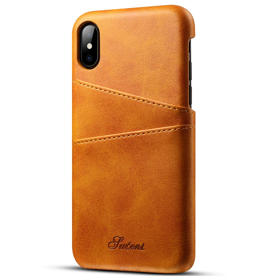 Роскошный чехол из натуральной кожи для iPhone X 10 ретро винтажная задняя защитная