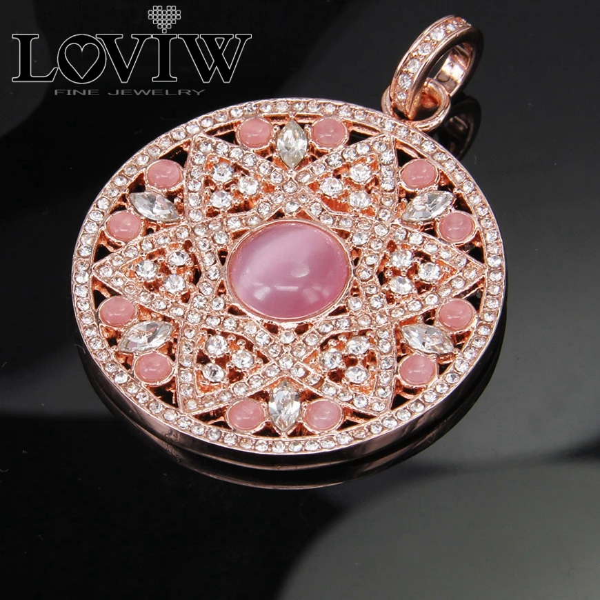 Роза кварцевая с орнаментом Большая подвеска роза золото белый цирконий