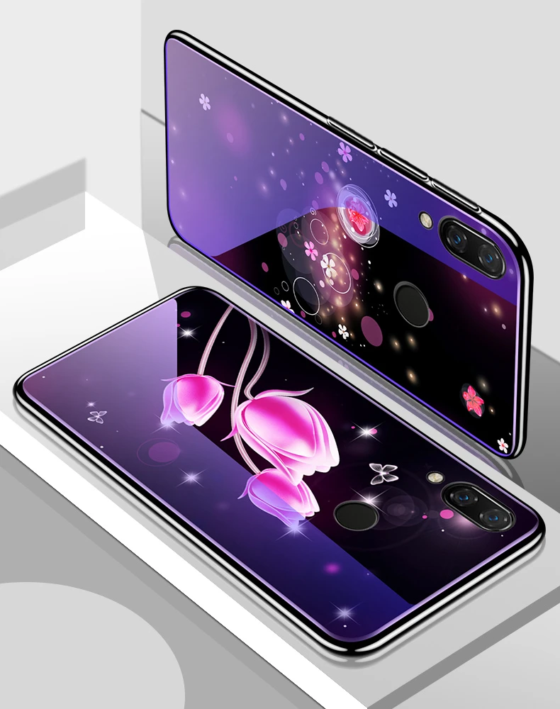 Синий светильник волк закаленное Стекло чехол для huawei Honor 10 lite мягкий краями, покрытыми металлом крышка Стекло тонкий кожаный Капа для huawei Honor 9 lite 8X