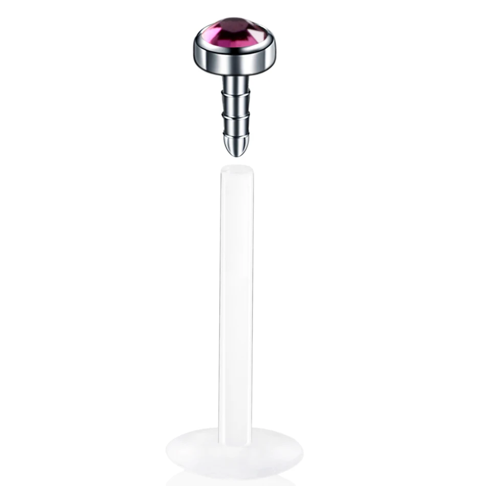 Purple 1 шт 16G G23 титановая губная серьга козелка серьги, Надеваемые На ушной хрящ Панк Cz драгоценный камень круглый Козелка, украшение для пирсинга губ Монро уха серьги, Надеваемые На Ушной Хрящ Пирсинг - Окраска металла: Purple