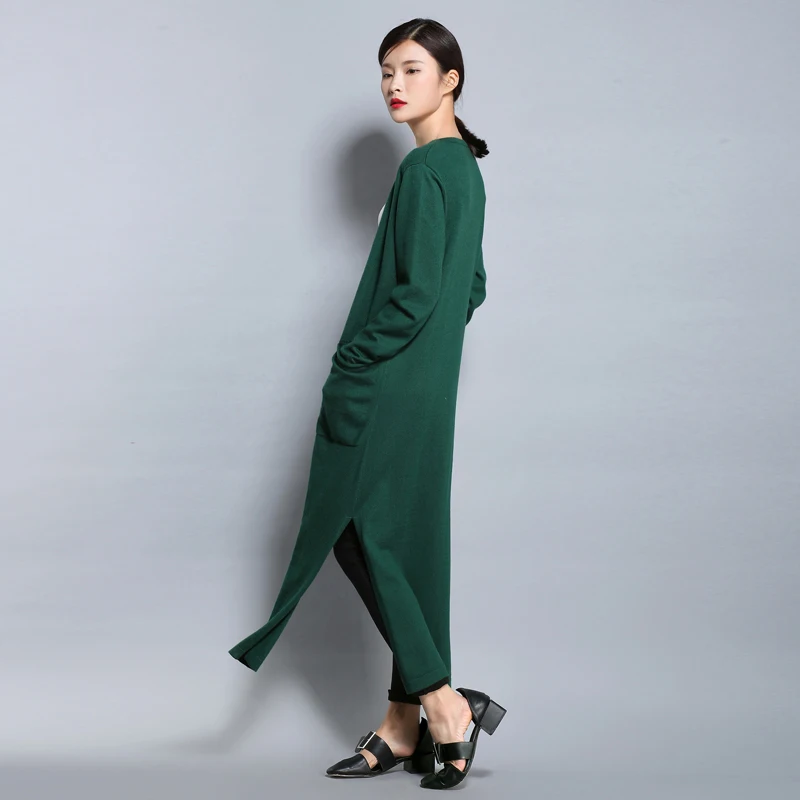 Новинка весна 2017 Модный женский вязаный длинный кашемировый кардиган YUNSHUCLOSET с
