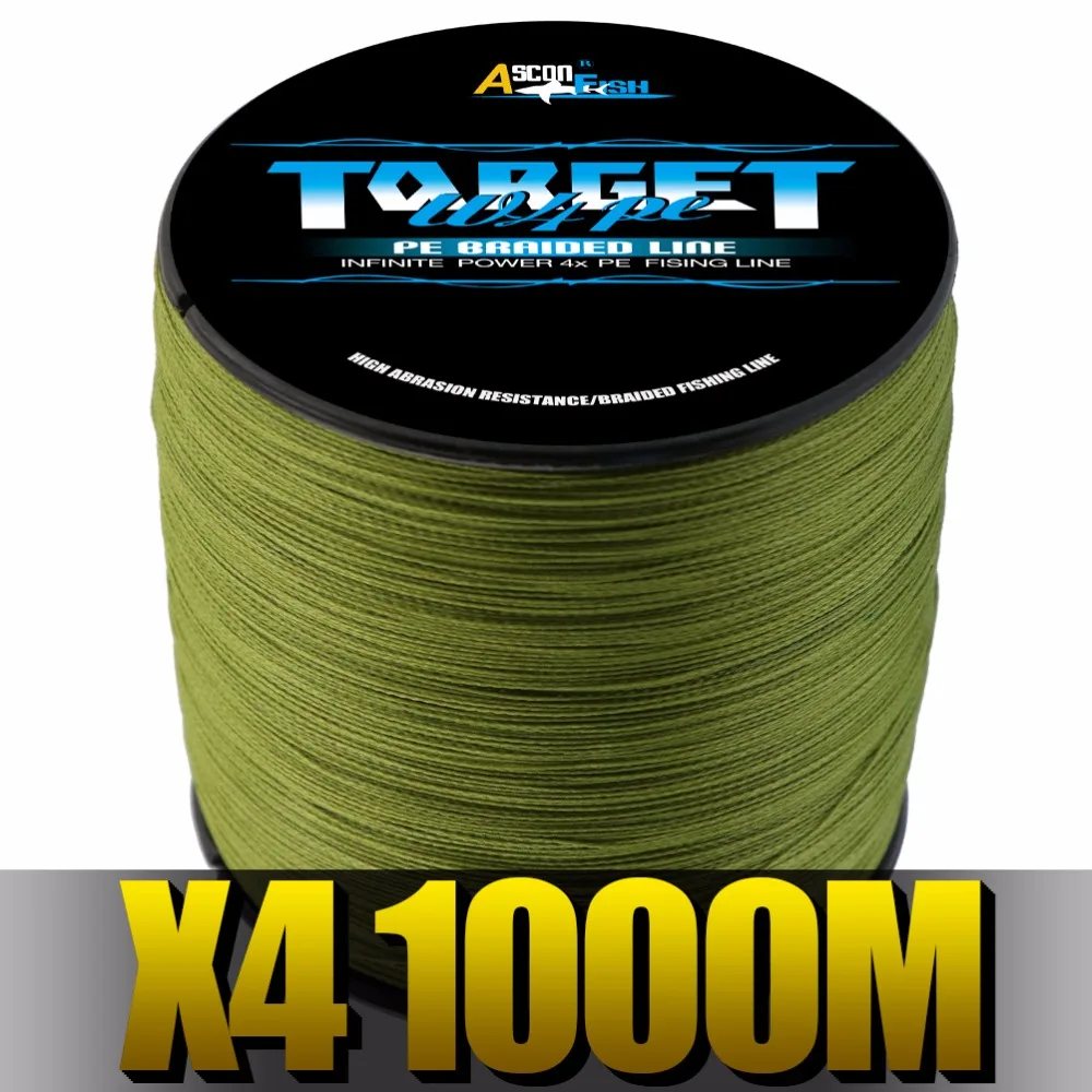 Ascon Fish 4 пряди плетеная рыболовная леска 1000 м многонитевая для рыбалки Карп