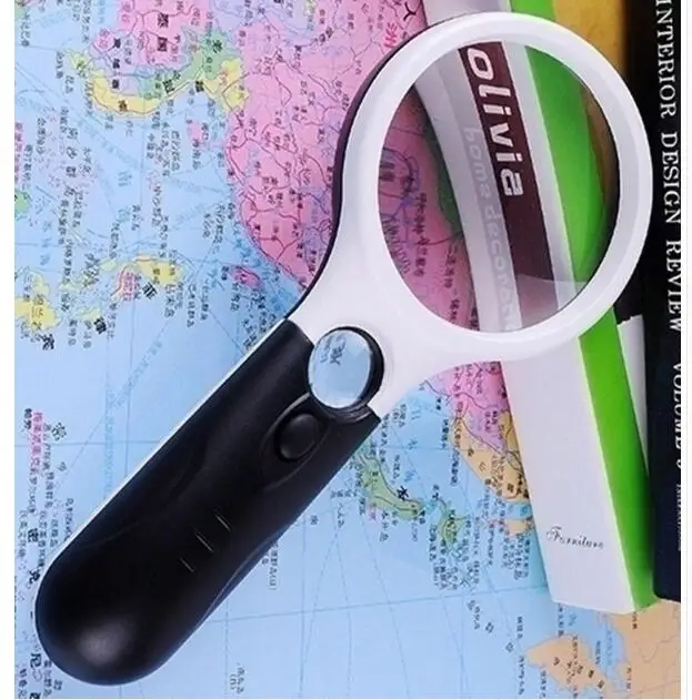 AIBOULLY 10 Times Magnification Handheld Magnifier With LED Light Outdoor Carrying Survival Tool Reading Recognition Antique | Инструменты