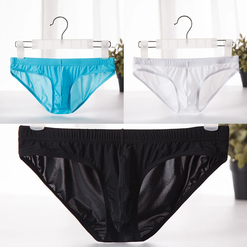 Лето Ice Silk для мужчин нижнее белье удобные трусы шорты ультра тонкие сексуальные