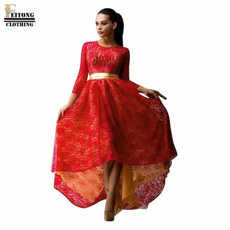 Осеннее женское кружевное вечернее платье в стиле ретро длинное красное бохо с o