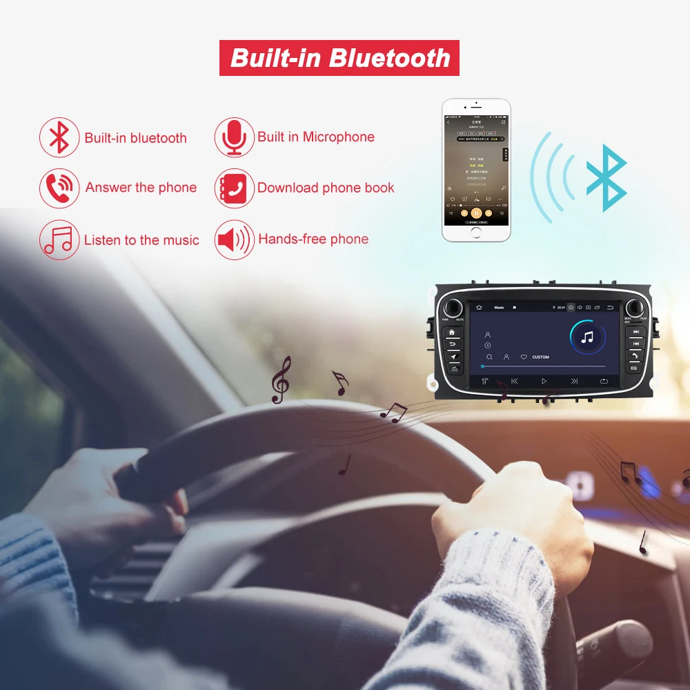 Автомобильный мультимедийный плеер Bonroad Android стерео ресивер для FORD/Mondeo/S MAX/Galaxy/FOCUS
