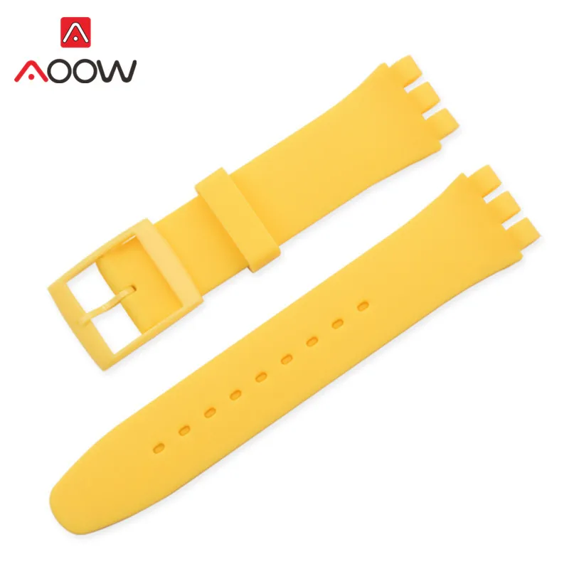 Yellow Красочные Силиконовый ремешок для наручных часов часы swatch 12 мм 16 мм 17 мм/19 мм/20 мм/резина, сменный ремешок для наручных часов, ремешок, автомобильные аксессуары, розовый цвет черный - Цвет ремешка: Yellow