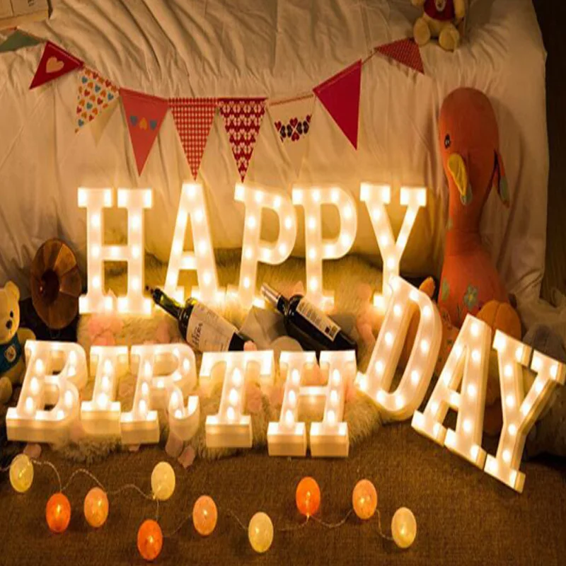 DIY White Plastic LED Letters decor Night Light Marquee Sign Alphabet Lights Lamp Home Culb Outdoor Indoor Wall Decoration | Лампы и