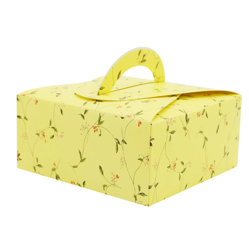 10pcs Yellow Little LBSISI Life 10 шт. бумажная коробка для печенья для яиц с ручкой шоколадный торт вечерние коробки для конфет DIY Свадебная подарочная коробка - Цвет: 10pcs Yellow Little