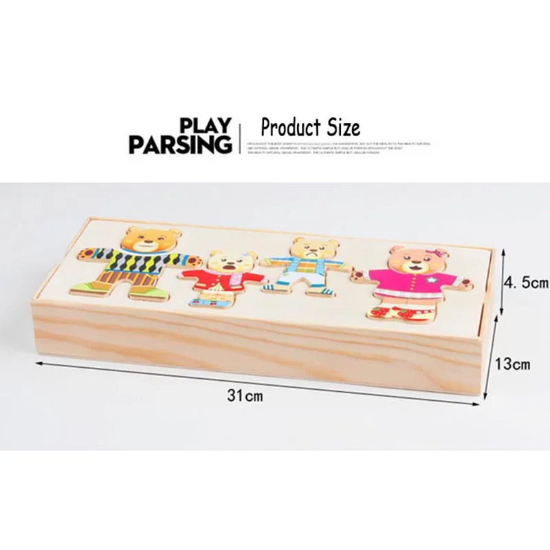 Деревянные игрушки медведи для всей семьи развивающие пазлы детей смены платья