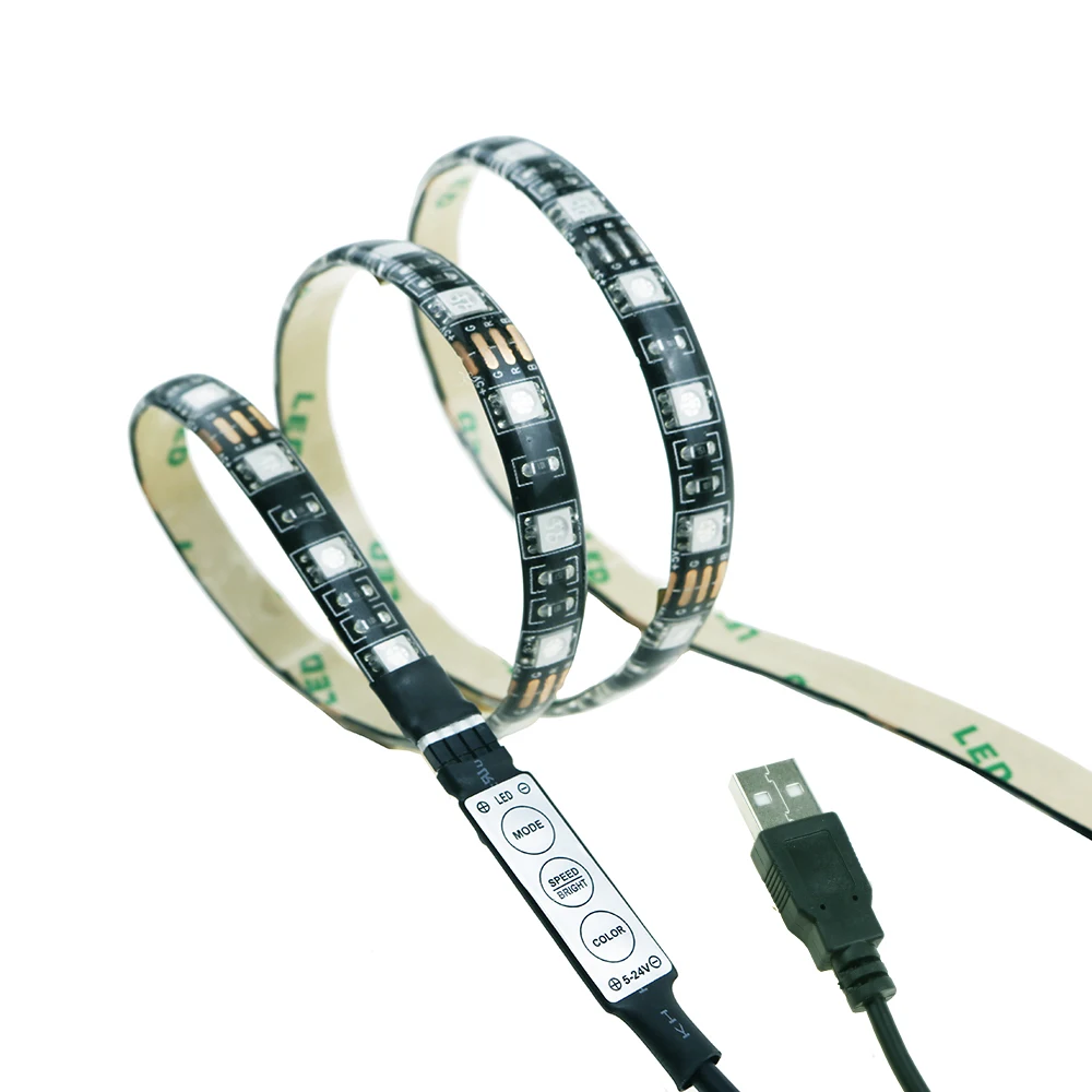 Светодиодная лента 5 В 60 светодиодов/м 5050 цветов RGB с контроллером